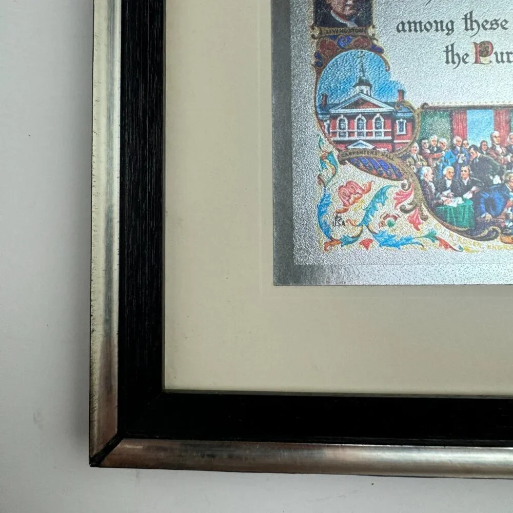 J. Rosen A. Hilton USA Patriotic Art Pint Declaration of  Independence Etch Foil